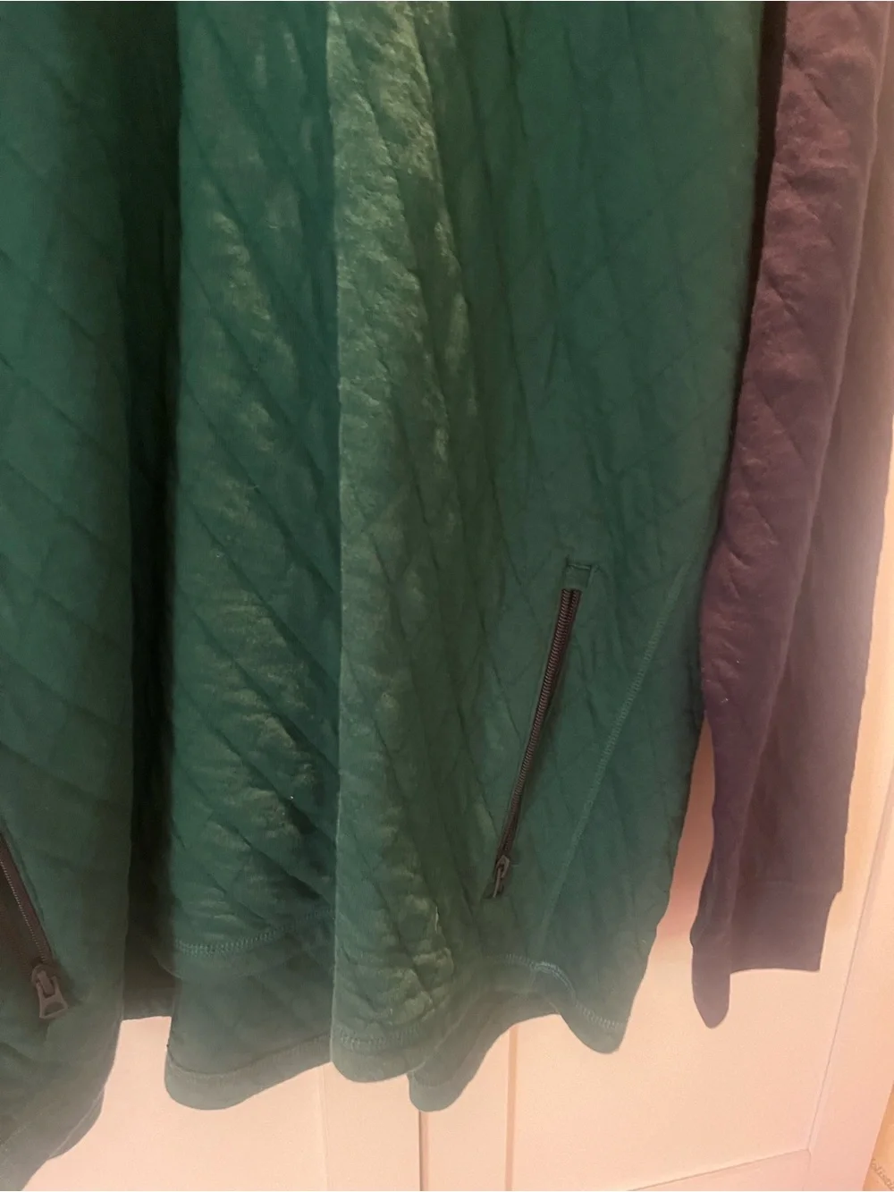 J. Crew Green and Navy Quilted Half-Zip Pullover